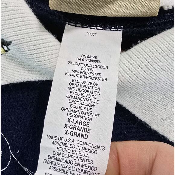 Vintage Sweatshirt Womens XL Navy Double Collar Granny Bird Chickadee Pinecone - Picture 10 of 12